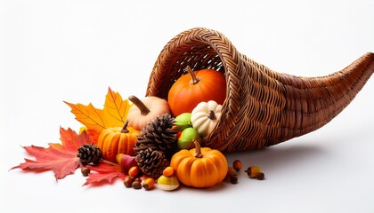 fall cornucopia on a white back ground