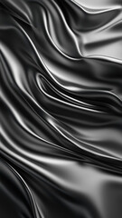 Fototapeta premium A stunning abstract flow of black metallic silk, reflecting soft light with smooth undulating waves.
