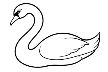 swan line art silhouette vector illustration