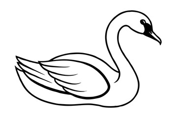 swan line art silhouette vector illustration