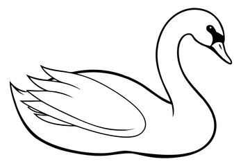 swan line art silhouette vector illustration
