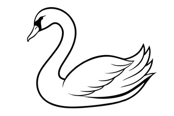 swan line art silhouette vector illustration