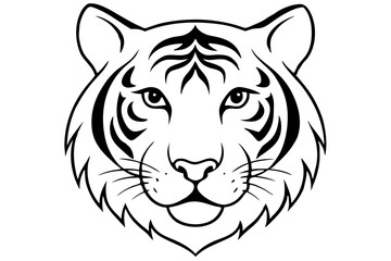 tiger head line art silhouette vector illustration