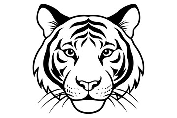 tiger head line art silhouette vector illustration