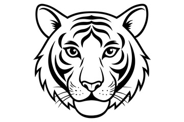 tiger head line art silhouette vector illustration