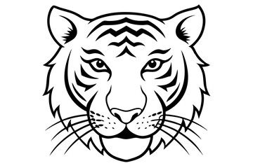 tiger head line art silhouette vector illustration