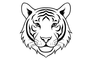tiger head line art silhouette vector illustration