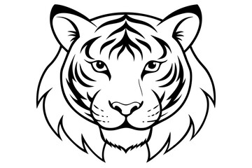  tiger head line art silhouette vector illustration
