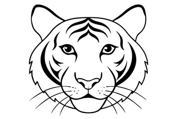  tiger head line art silhouette vector illustration