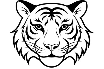  tiger head line art silhouette vector illustration