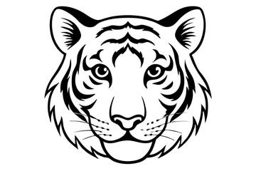  tiger head line art silhouette vector illustration