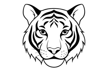  tiger head line art silhouette vector illustration