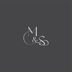 monogram wedding logo concept initial with line MS luxury curvy style letter
