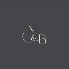 Fototapeta premium monogram wedding logo concept initial with line NB luxury curvy style letter