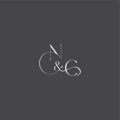 monogram wedding logo concept initial with line NC luxury curvy style letter
