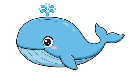 Naklejka premium Cute Blue Cartoon Whale with Friendly Eyes. Vector Illustration