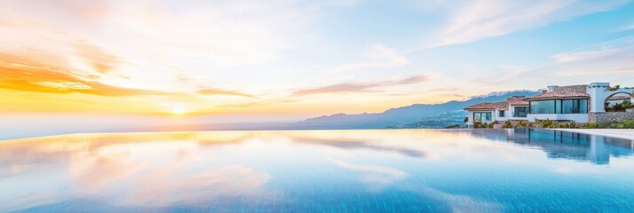 Luxury Villa With Infinity Pool At A Stunning Sunset