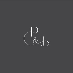 monogram wedding logo concept initial with line PJ luxury curvy style letter