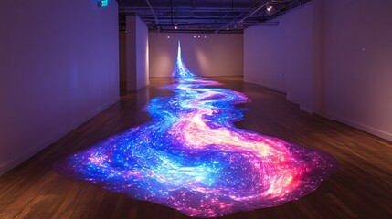 A galactic river of flowing neon paint resembling the Milky Way