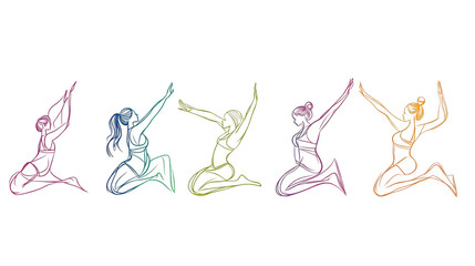 Fototapeta premium Vibrant Silhouette Dance Poses Conceptual Illustration for Use