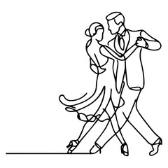 Elegant Tango Dance - Continuous Line Art