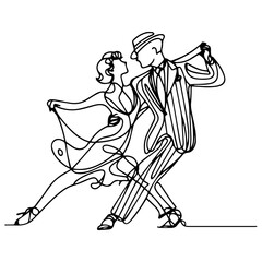 Elegant Tango Dance - Continuous Line Art