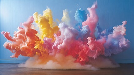 Fototapeta premium A surrealist paint storm of floating neon colors colliding in mid-air