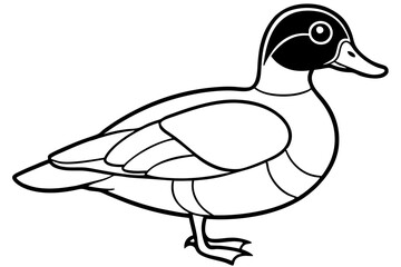 Obraz premium wood duck line art silhouette vector illustration