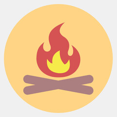 Icon campfire. Camping and adventure elements. Icons in color mate style. Good for prints, posters, logo, advertisement, infographics, etc.