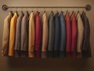 Colorful Vintage Coats Hanging as Modern Fashion Background