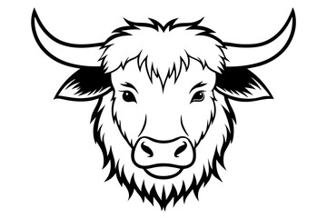 yak head line art silhouette vector illustration