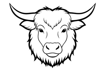 yak head line art silhouette vector illustration