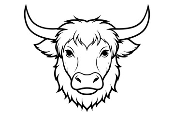 Obraz premium yak head line art silhouette vector illustration