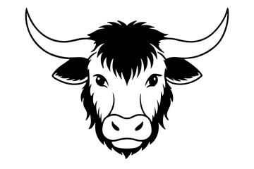 yak head line art silhouette vector illustration