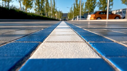 Find the Perfect Spot Explore the visual serenity of A spacious empty parking lot with clearly painted white lines, an image capturing the potential of urban landscapes and open spaces This