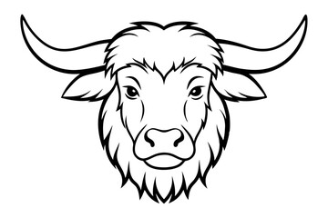 yak head line art silhouette vector illustration