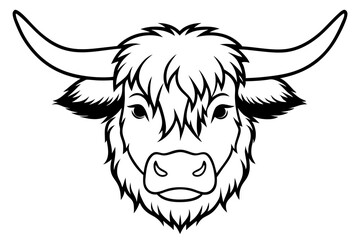 yak head line art silhouette vector illustration