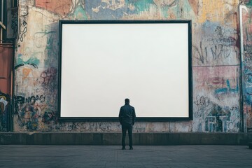 Sharp Picture of a Large Picture on a Wall with a Man in a Mask