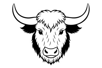 yak head line art silhouette vector illustration