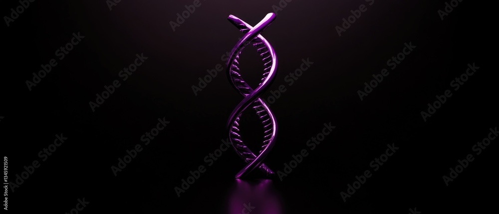 Poster a 3d sculpture of the double helix structure on a black background, ideal for science or educational