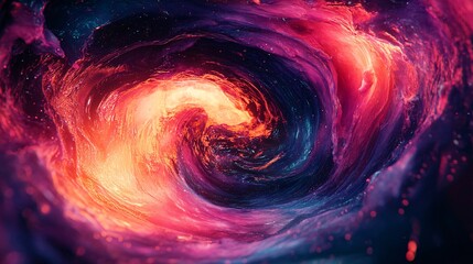 A hypnotic loop of infinite neon paint swirling in slow motion