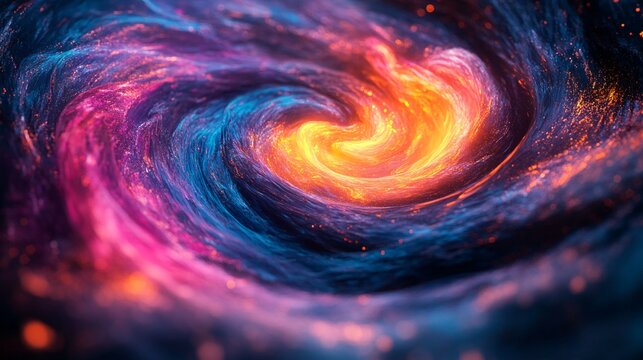 A hypnotic loop of infinite neon paint swirling in slow motion