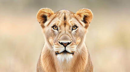 Lioness Portrait In African Savanna