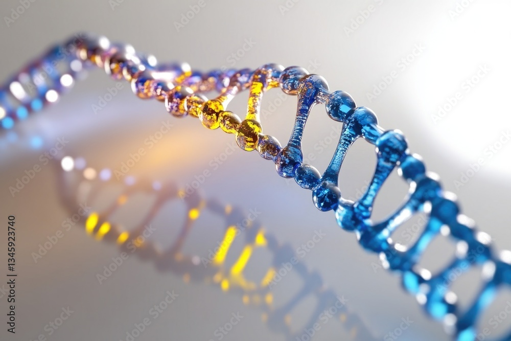 Poster close-up image of a single strand of dna molecule