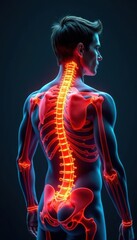 Muscular tension in neck and shoulders, office worker posture , copy space, wellness