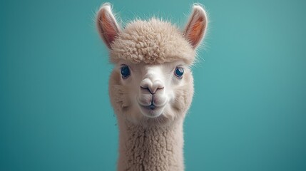 Obraz premium Close-up of a fluffy white alpaca