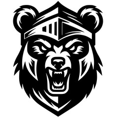 Bear warrior face silhouette