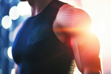 Close-up of a person wearing a tank top, great for editorial or personal use