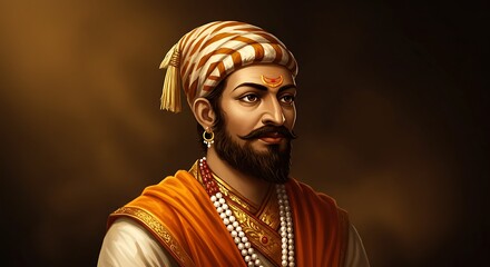 Illustrative portrait of historical indian leader shivaji maharaj