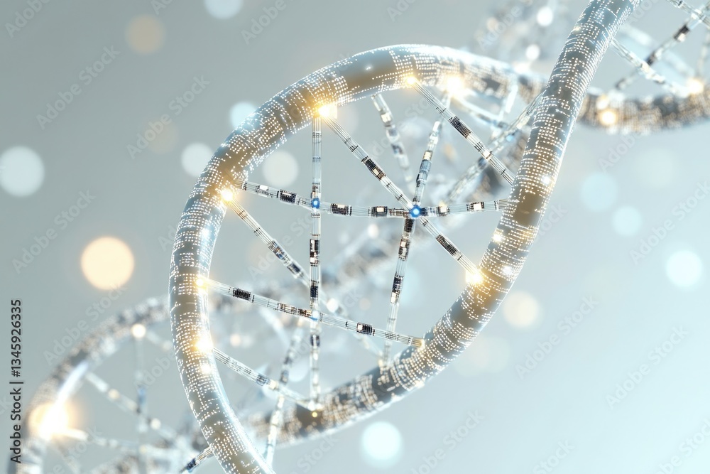 Poster a close-up shot of two strands of dna twisted together, highlighting the molecular structure
